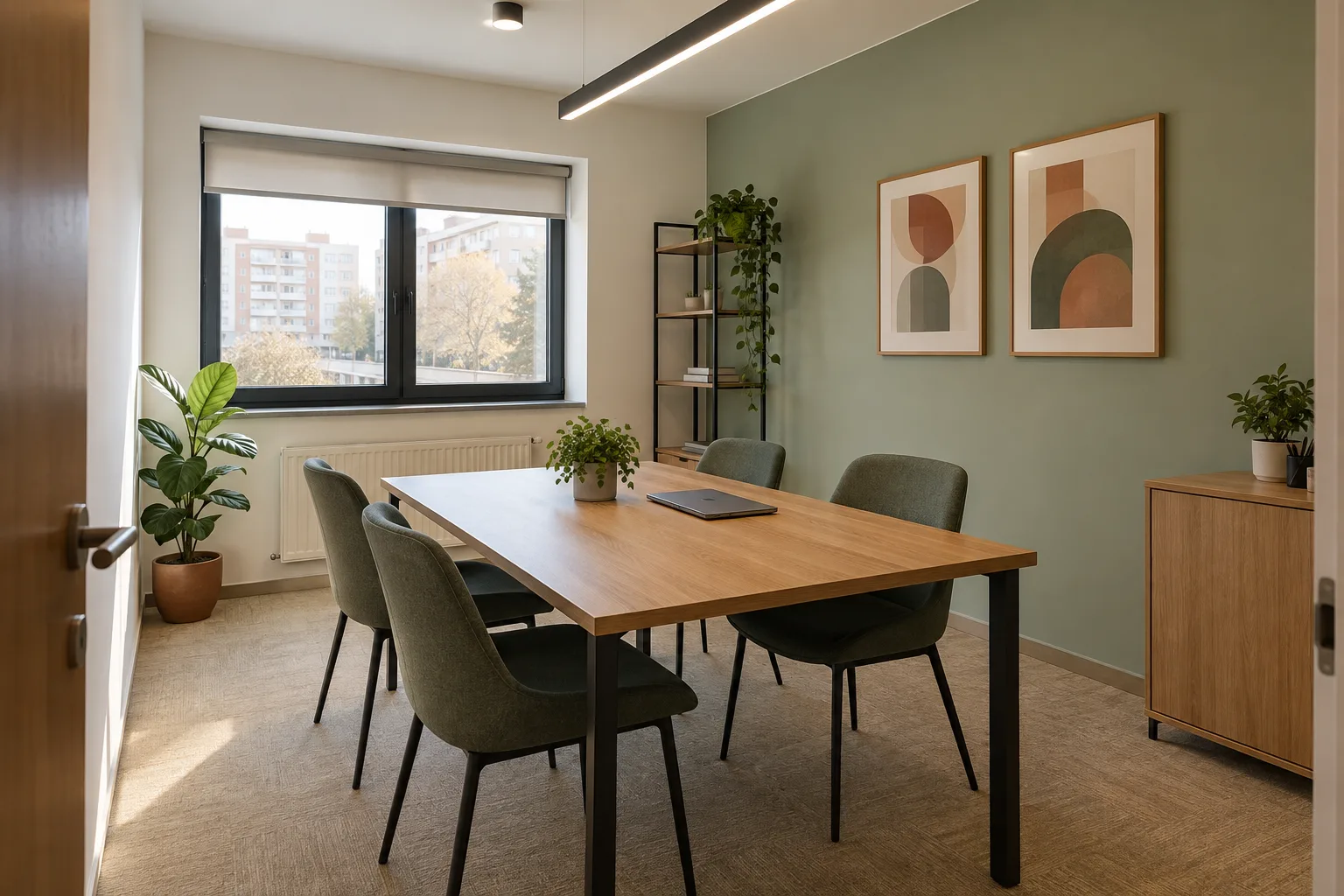 Renovarea biroului fără oprirea completă a activității: cum planifici etapele 3 Sală de ședință renovată, pregătită pentru revenirea echipei