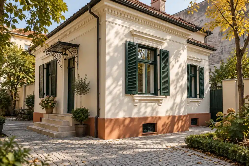 Concept de fațadă restaurată, ivoire cu soclu teracotă